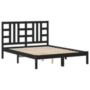 Letto matrimoniale | Letto per adulti | Giroletto Nero in Legno Massello 140x190 cm