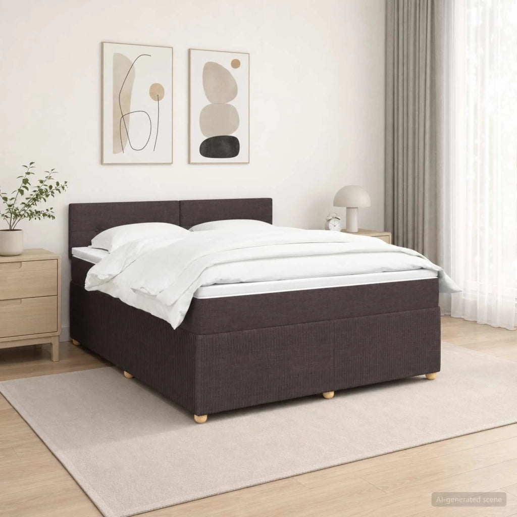 Letto box spring con materasso Marrone Scuro 140 x 190 cm 3452928