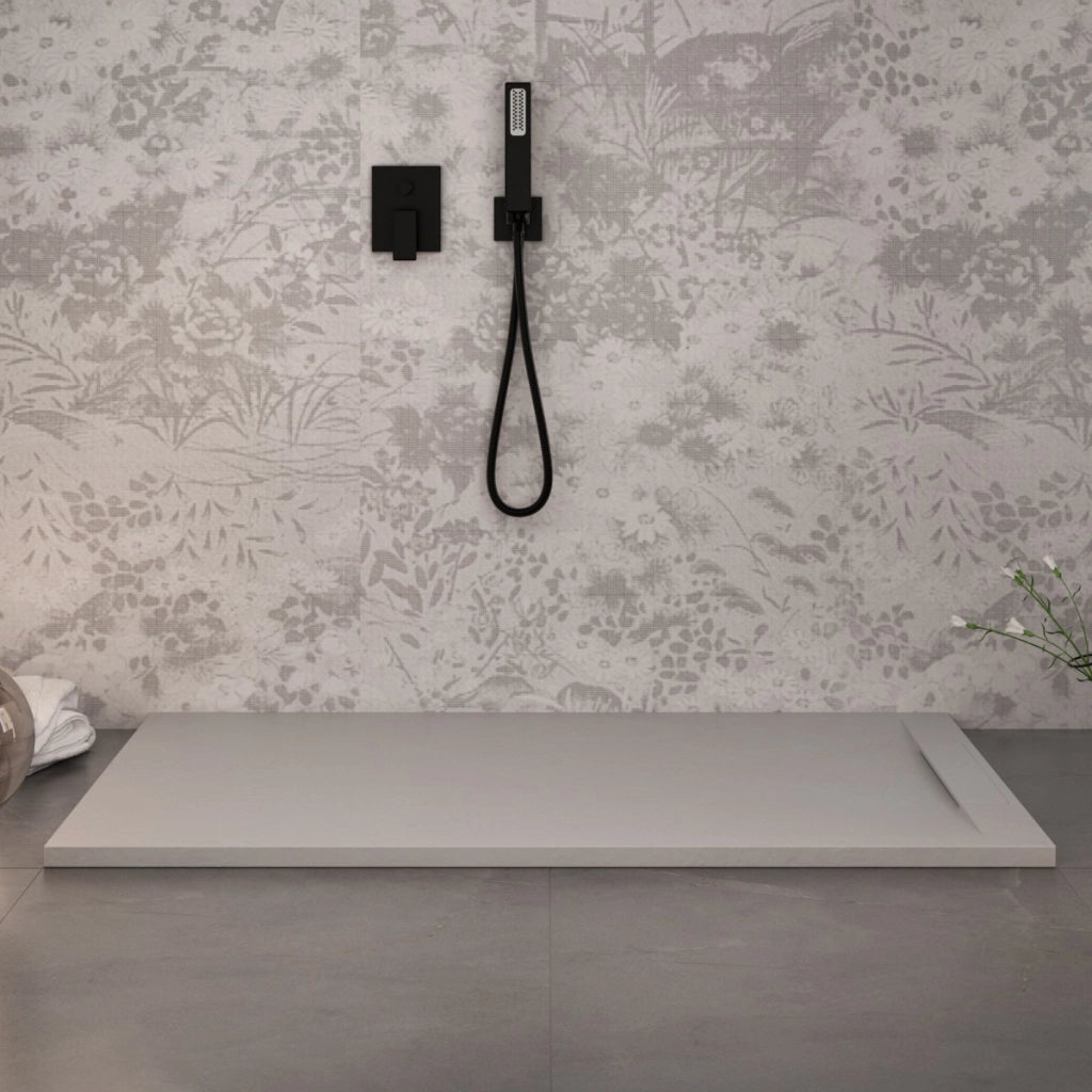 Piatto doccia in marmoresina grigio chiaro effetto pietra cemento vincent, misura 80x200