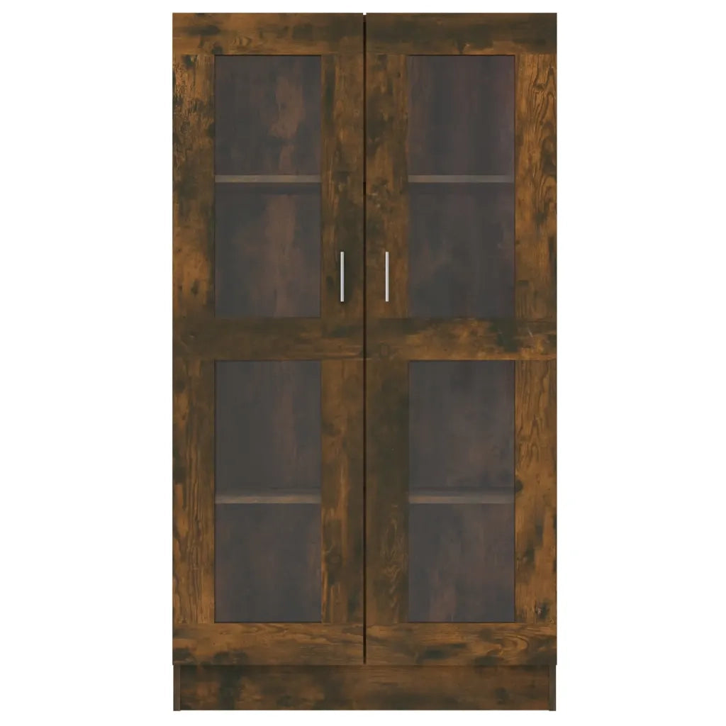 Vetrina in stile classico con 4 scomparti 82,5 x 30,5 x 150 cm realizzata in legno composito finitura rovere affumicato 02_0048144