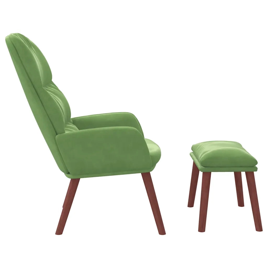 Poltrona Relax con Poggiapiedi Verde Chiaro in Velluto 3315119