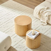 2 tavoli modulari impilabili - Xylo - ?480*380+ ?380*320 - Nero e noce - Design cilindrico in legno massello