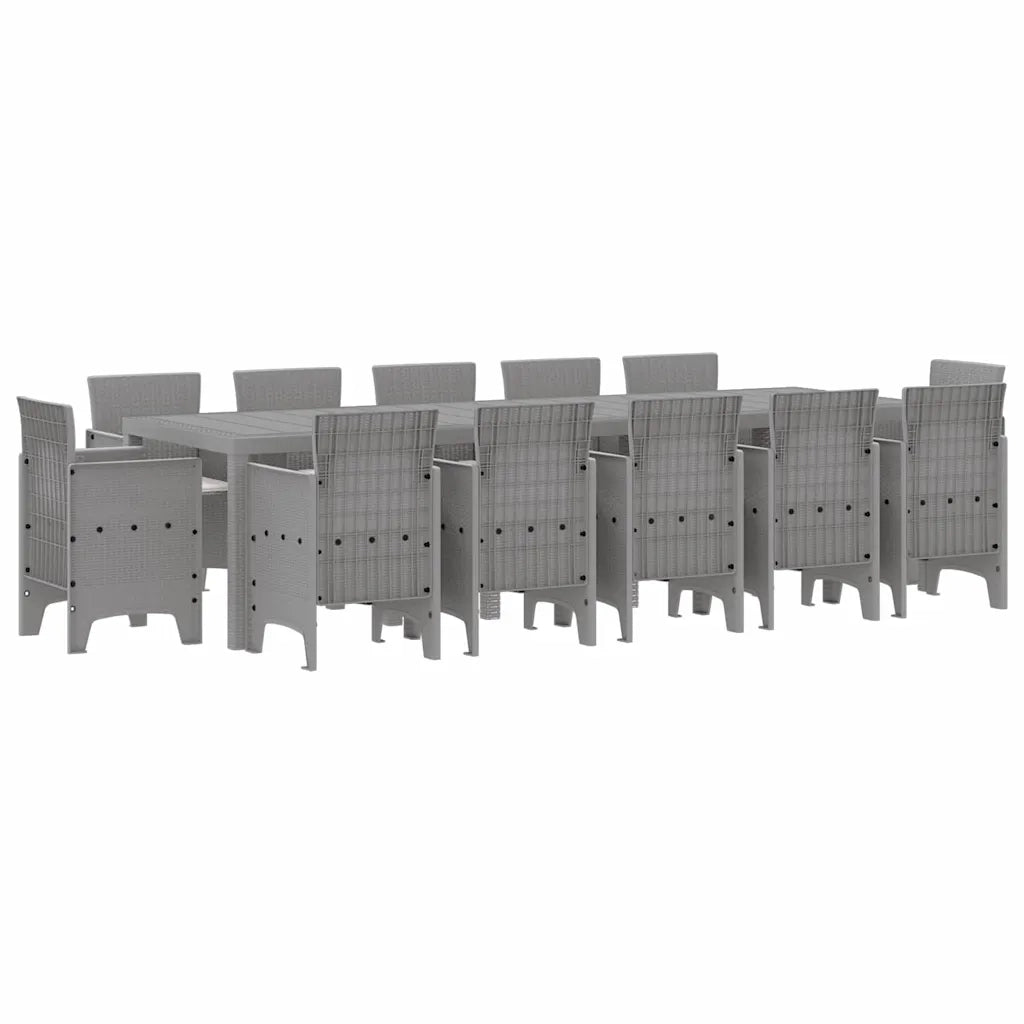 Set da Pranzo per Giardino 13 pcs Grigio chiaro Poly Rattan 3378629