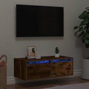 Mobile Porta TV con Luci LED Rovere Fumo 75x35,5x25 cm 860233