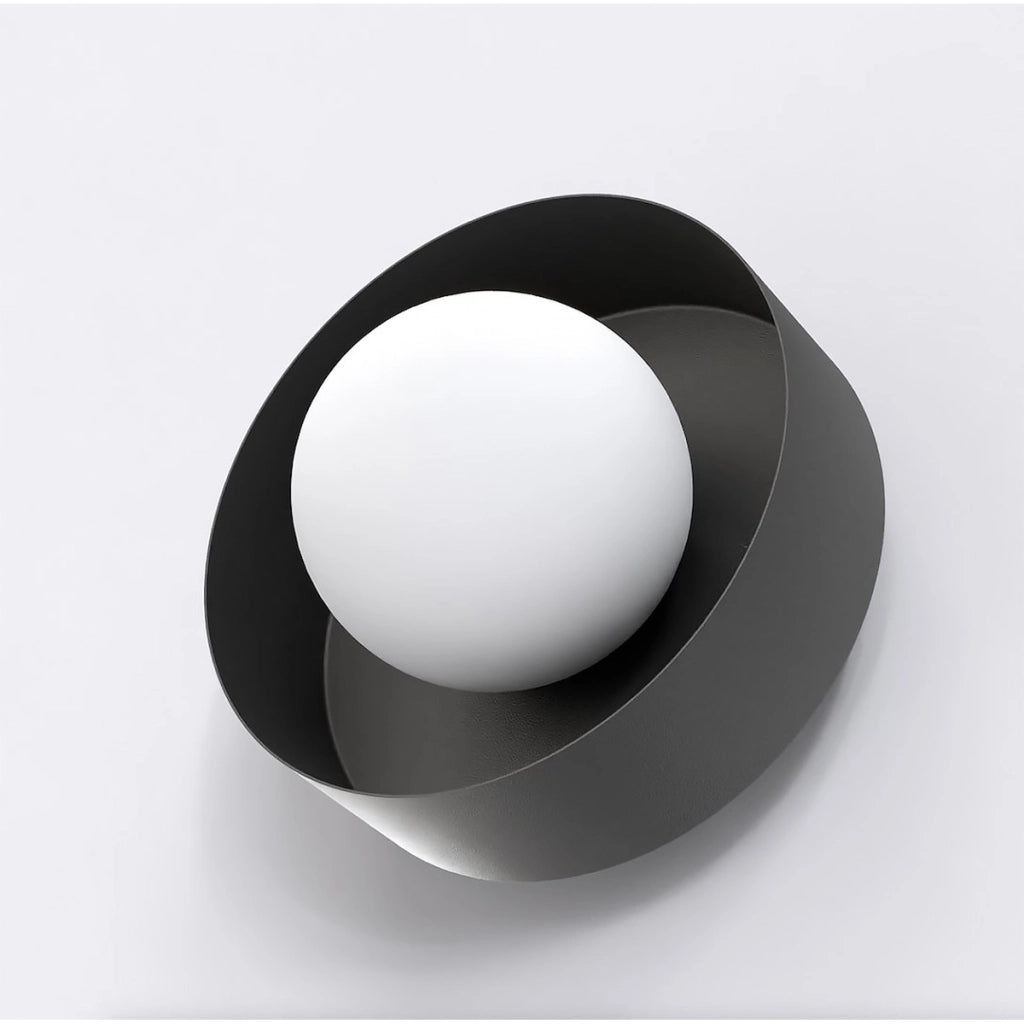 Lampada a parete Lulu in acciaio nero con diffusore sferico