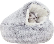 Letto per gatti, 50cm Letto per cani coperto, Grotta per gatti, Cuscino per cani inimitazione pelliccia, Nest plume per gatti e piccoli cani