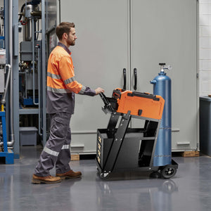 Carrello saldatrice con 4 cassetti, porta attrezzi per saldatura, in acciaio con 4 ruote, portata fino a 100 kg, con spazio per bombola di gas, per officina