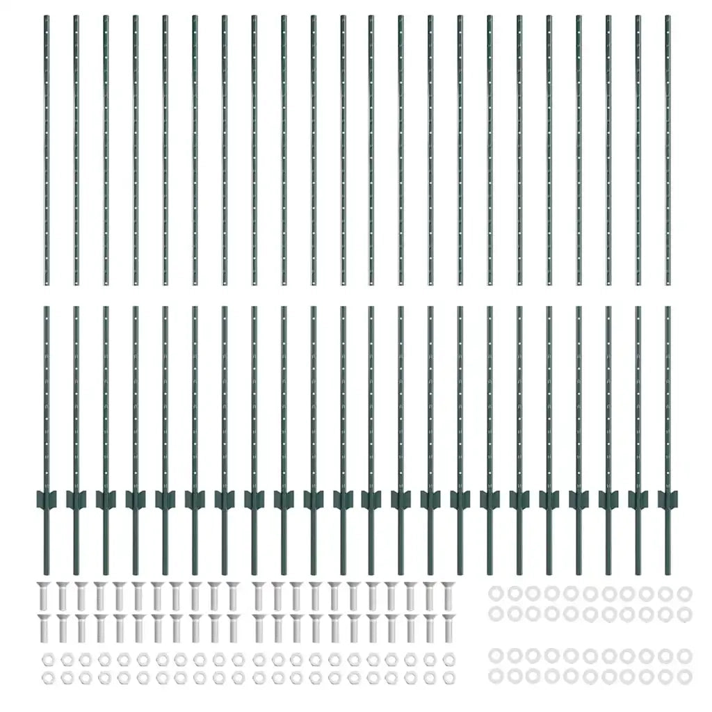Palo della recinzione 22 pz Verde 200 cm Acciaio CFW5991778