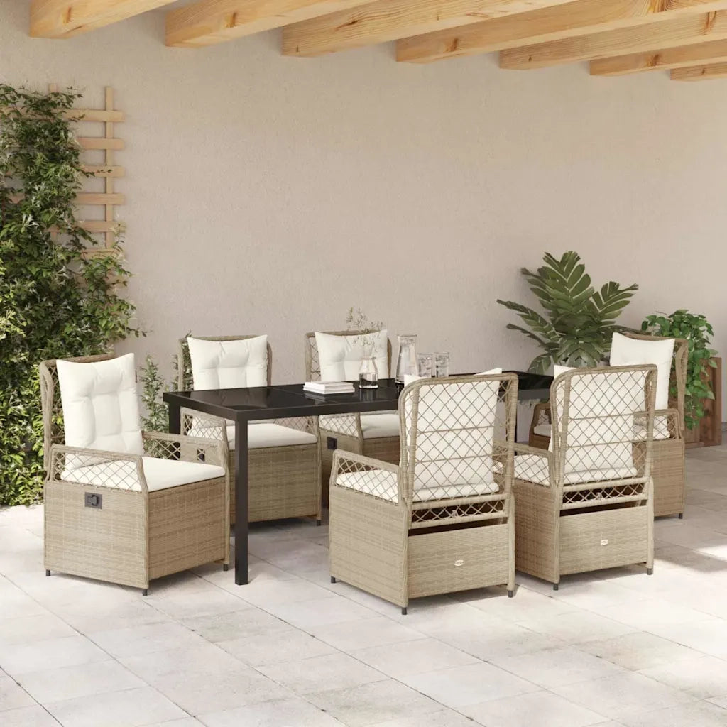 Set da Pranzo per Giardino 7 pcs Beige e Bianco Crema 3381014