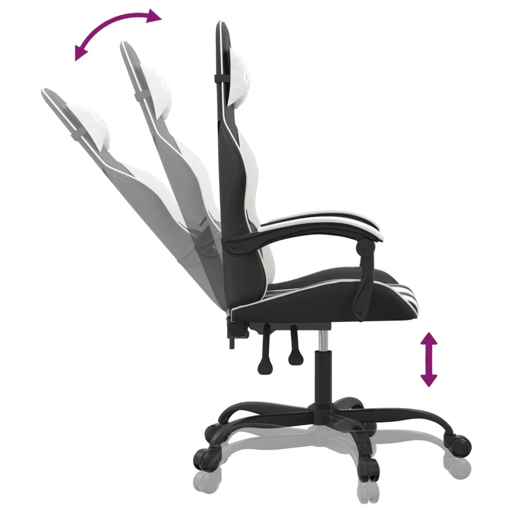 vidaXL Sedia da Gaming Girevole Nero e Bianco in Similpelle