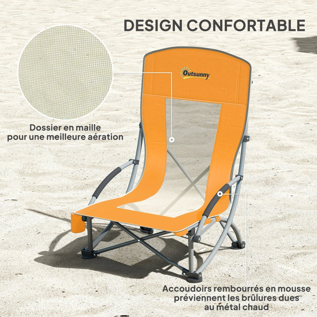 Sedia da spiaggia pieghevole ¨C zephmum ¨C 2 pezzi, arancione, 70x58x79 cm