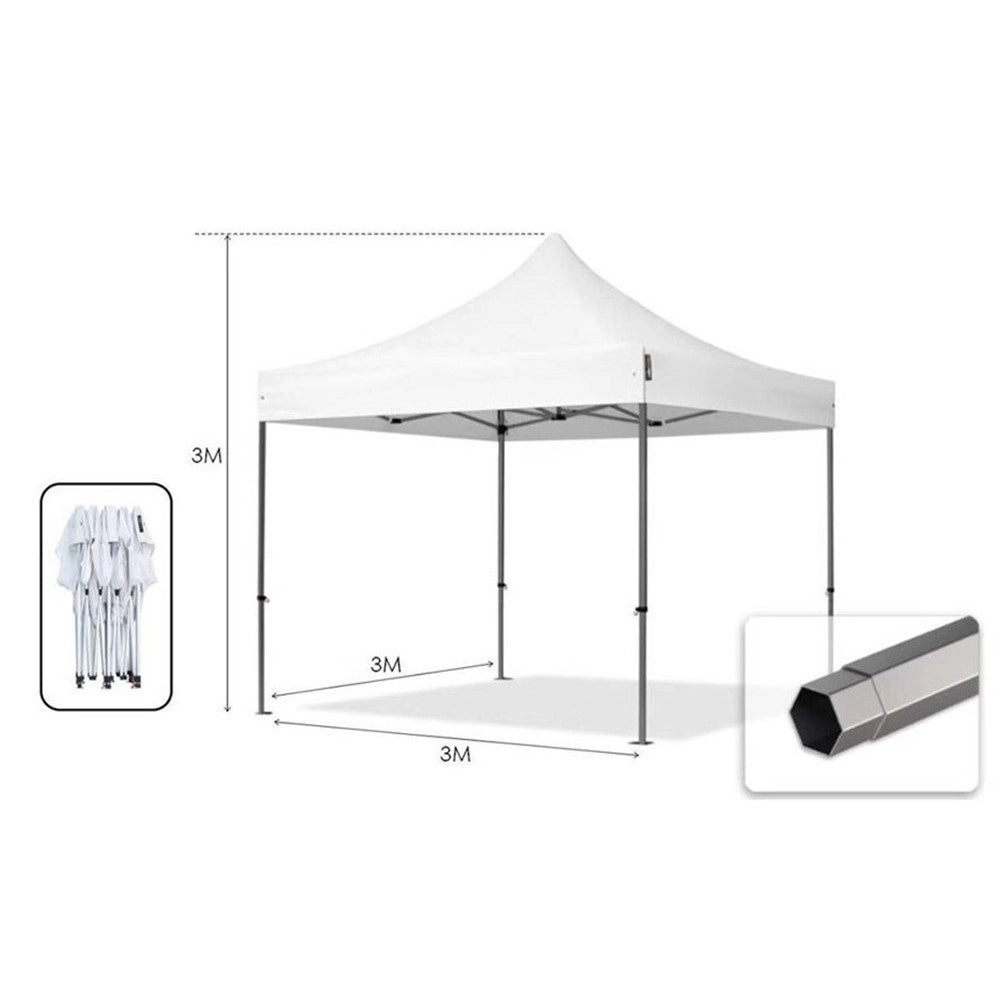 Trade Shop - Gazebo Pieghevole Giardino 3x3x3mt Tenda Telo Bianco Padiglione Mercati Sagre 222715 -