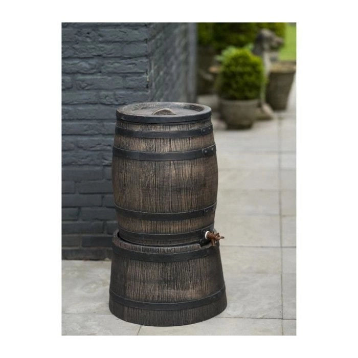 Raccoglitore d'acqua a forma di botte - NATURE - In PE rotostampato - 120 litri - Include accessori