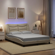 Giroletto con LED senza Materasso-Struttura Letto Hvar Crema 120x200 cm Tessuto
