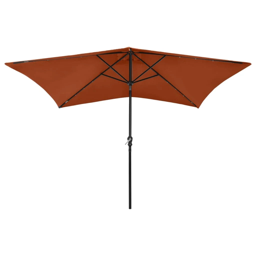 Ombrellone con LED e palo in acciaio color terracotta 2 x 3 m 02_0008072