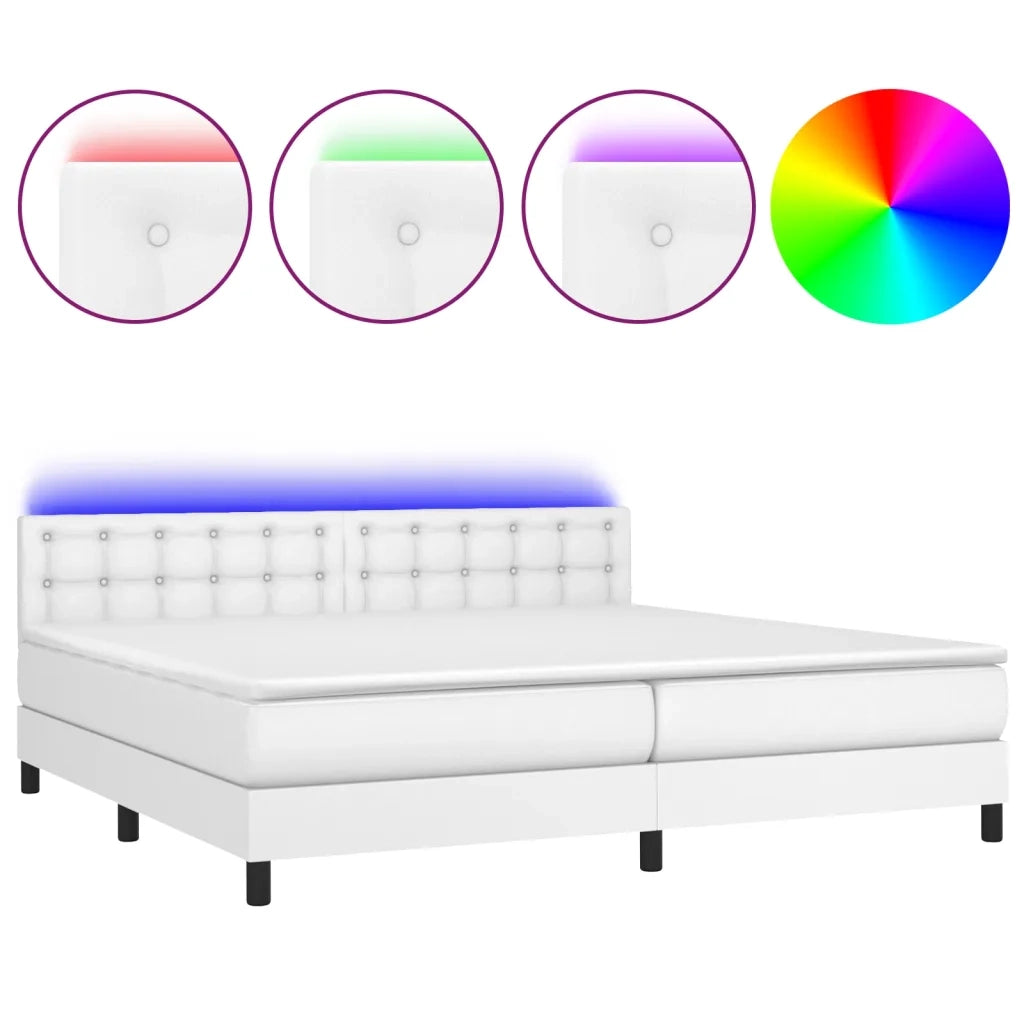 Giroletto Molle con Materasso e LED Bianco 200x200cm Similpelle 3134244