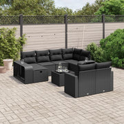 Set Divani da Giardino 11 pz con Cuscini in Polyrattan Nero