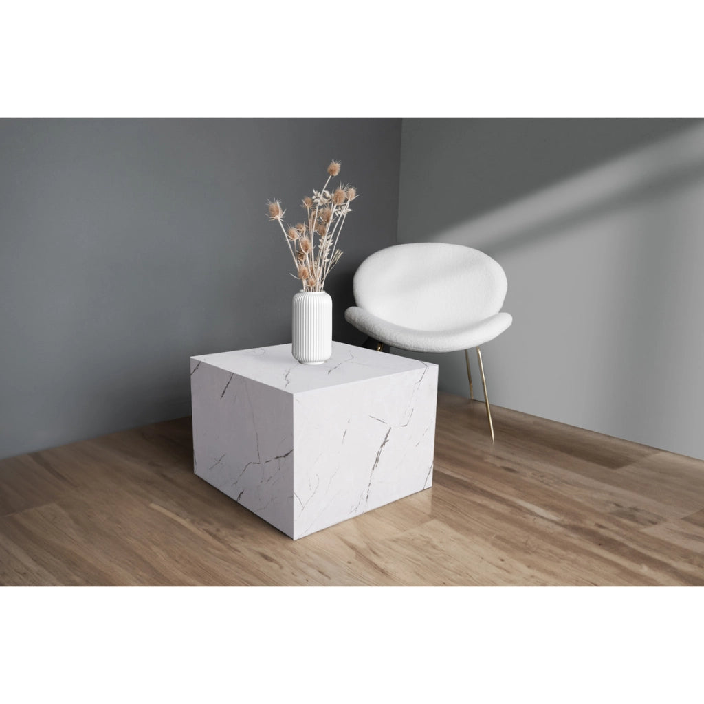 Tavolino da salotto Cuboid bianco effetto marmo