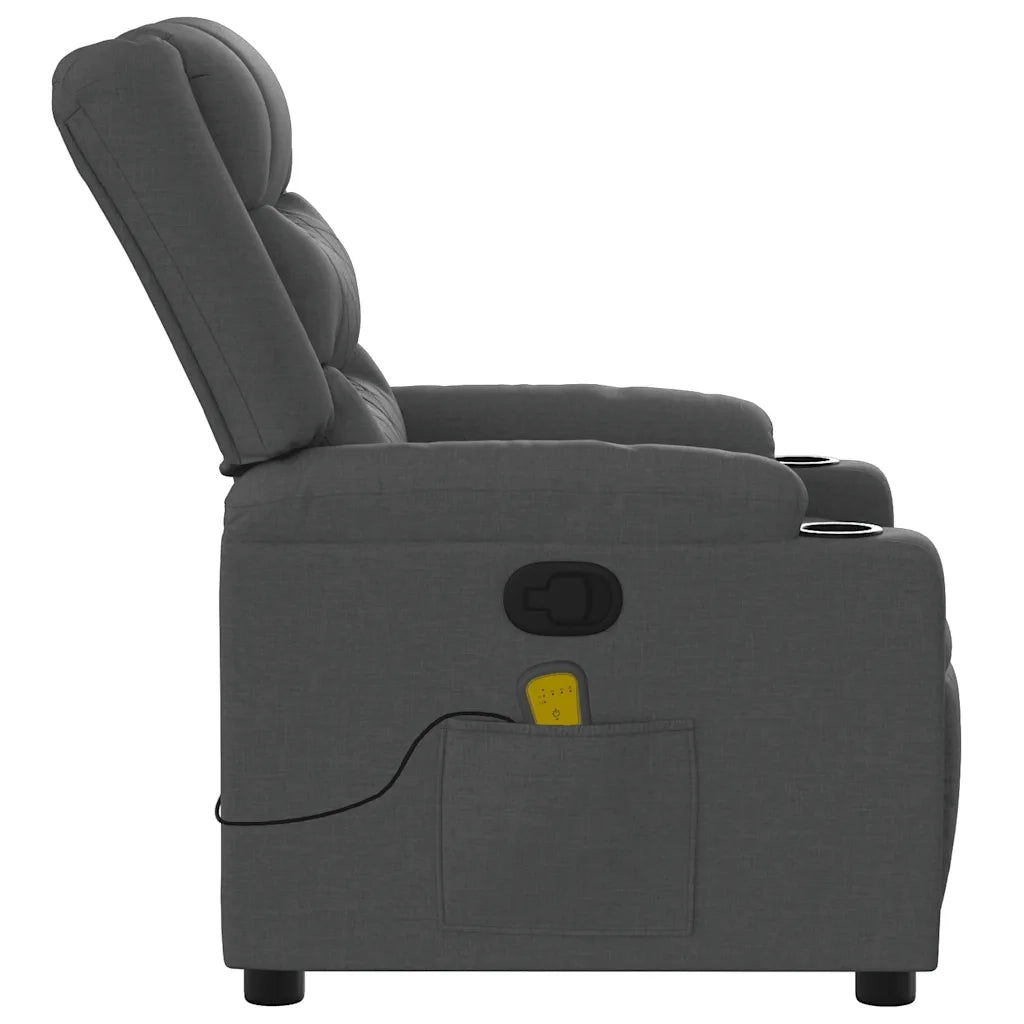 Poltrona Massaggiante | Sedia Relax Reclinabile Grigio Scuro in Tessuto