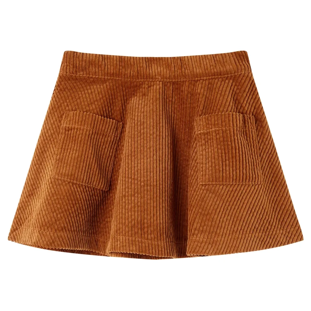 Gonna da Bambina con Tasche a Coste Cognac 92cod mxl 84371