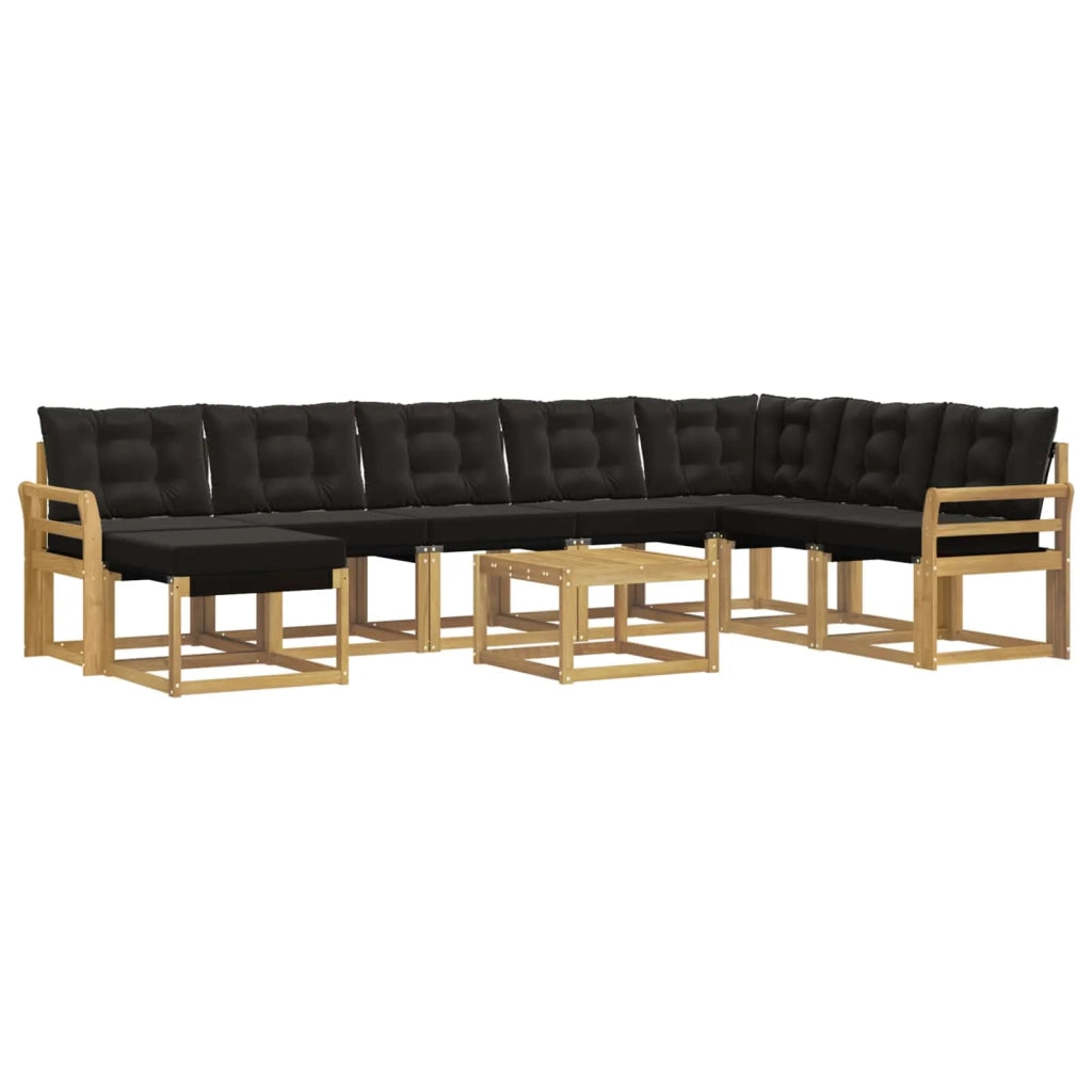 Set di divani da esterno con cuscino 9 pcs Bianco e Nero 3389790