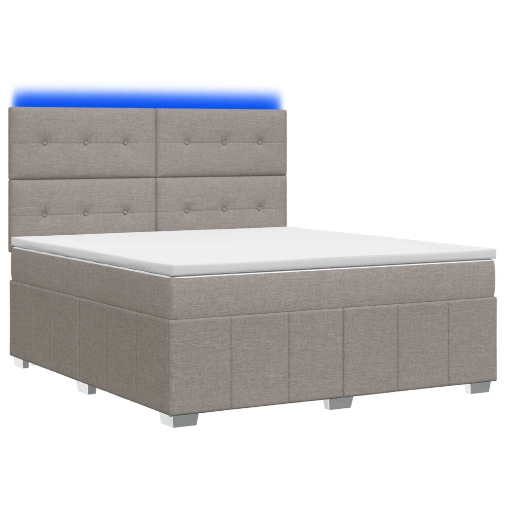 Letto Box Spring LED con Materasso Tortora 180 x 200 cm Tessuto 3455665