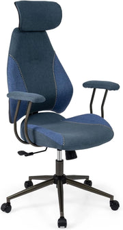 Sedia da ufficio ergonomica, sedia da scrivania girevole con poggiatesta, bracciolo, schienale inclinabile e seduta curva, rivestita in pelle scamosciata, altezza regolabile, carico 150 kg