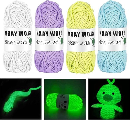 Rulli a 4 volumi di seta per maglia fosforescente - seta fluorescente per sciarpe maglie cappelli calze guanti bambole