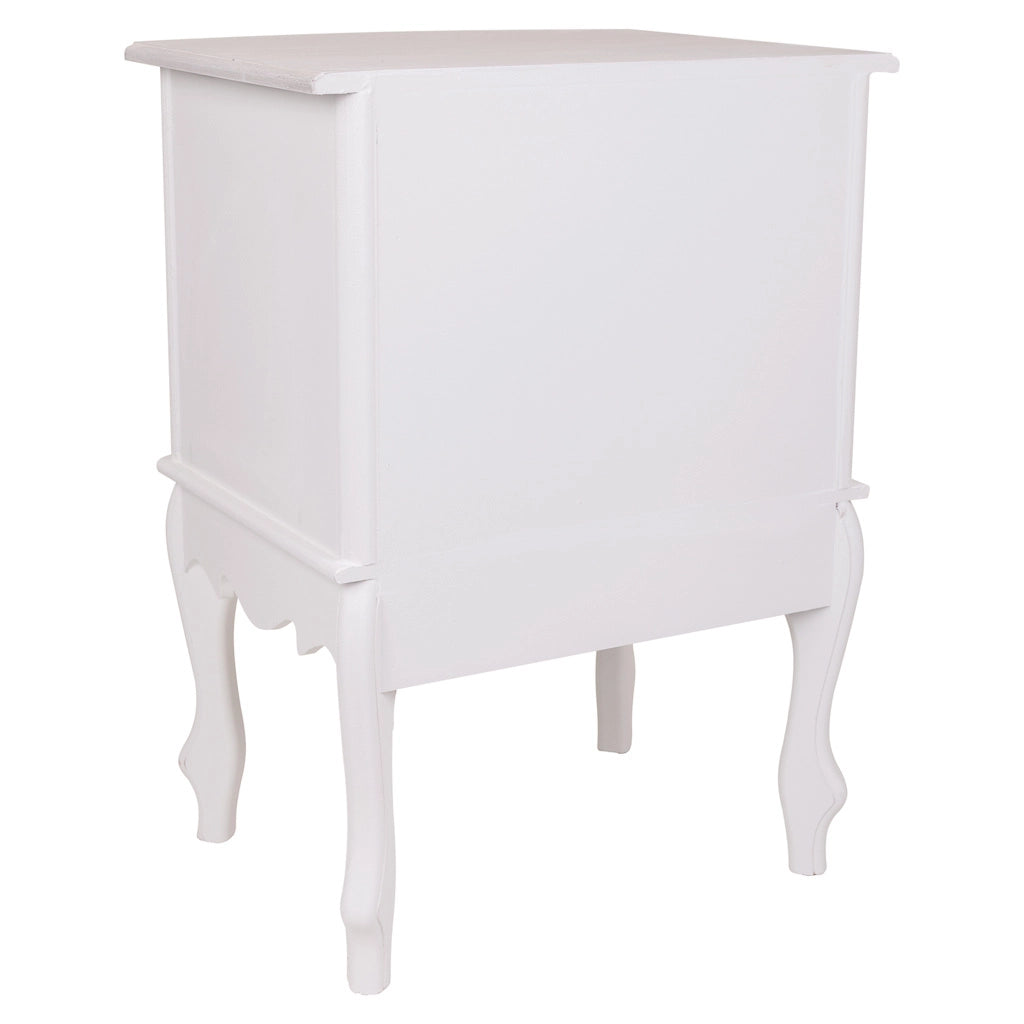 Comodino in legno con 2 cassetti bianchi 42x34x57.