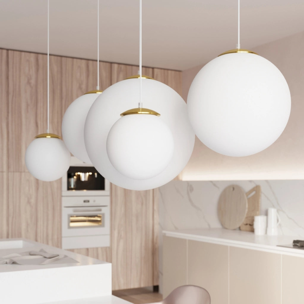 Lampada a sospensione Franco 30 cm oro vetro bianco E27