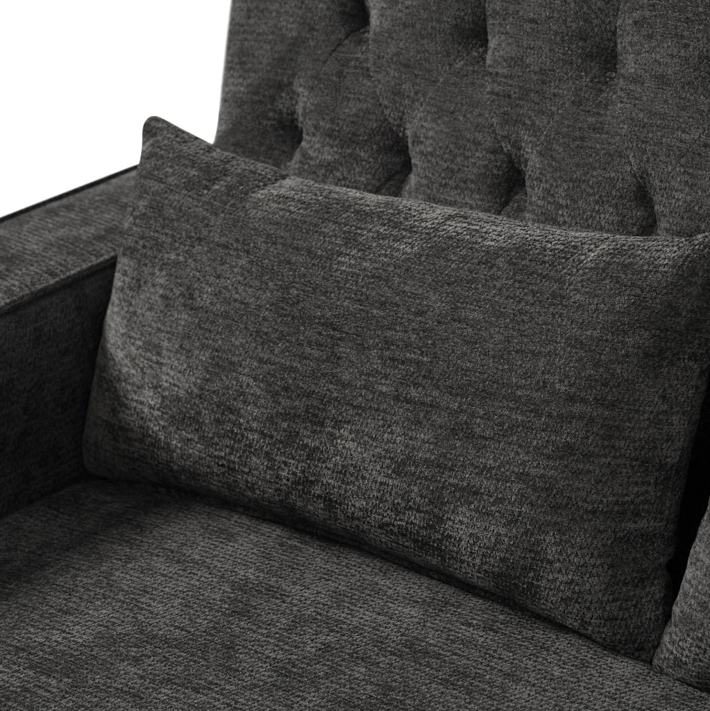 Divano letto 140x137x84 cm in ciniglia grigia con contenitore， USB e 2 cuscini