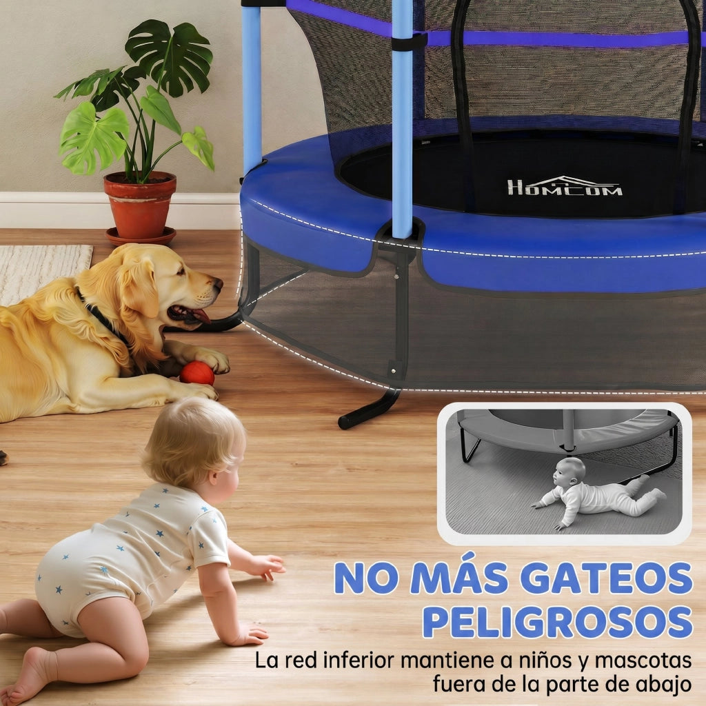 Trampolino per Bambini 163 cm con Rete di Sicurezza ¨C ZephMum ¨C Blu