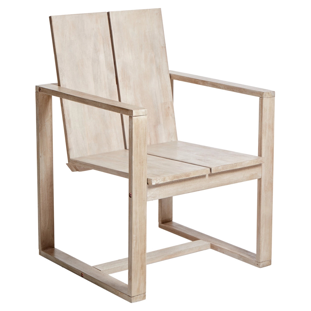 Set di 2 sedie da giardino in legno di acacia chiaro con braccioli stile rustico mediterraneo
