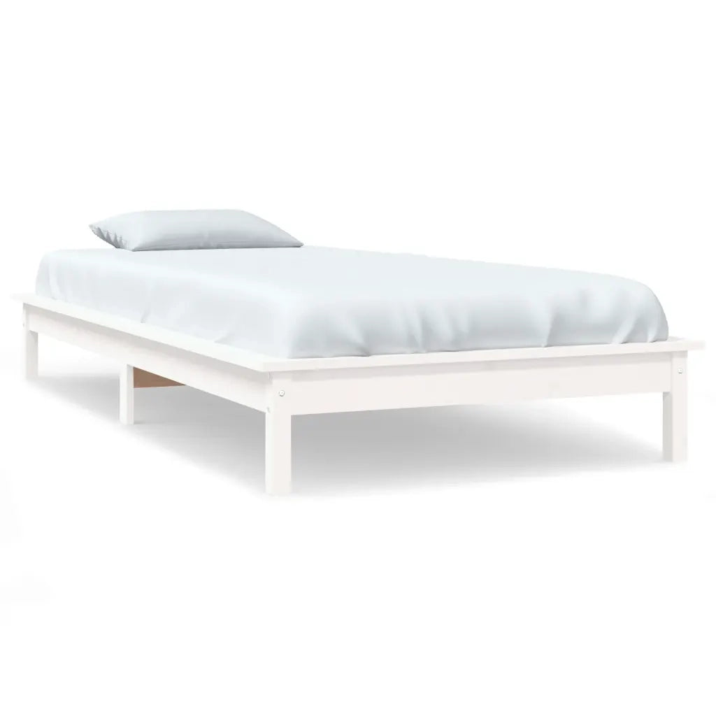 Giroletto-Struttura Letto Bianco 90x200 cm in Legno Massello di Pino