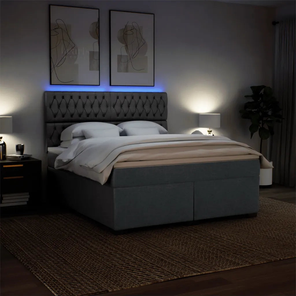 Giroletto a Molle con Materasso Grigio Scuro 180x200 cm Tessuto