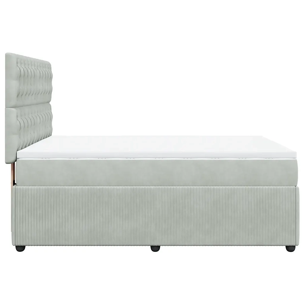 Giroletto a Molle con Materasso Grigio Chiaro 140x190cm Velluto
