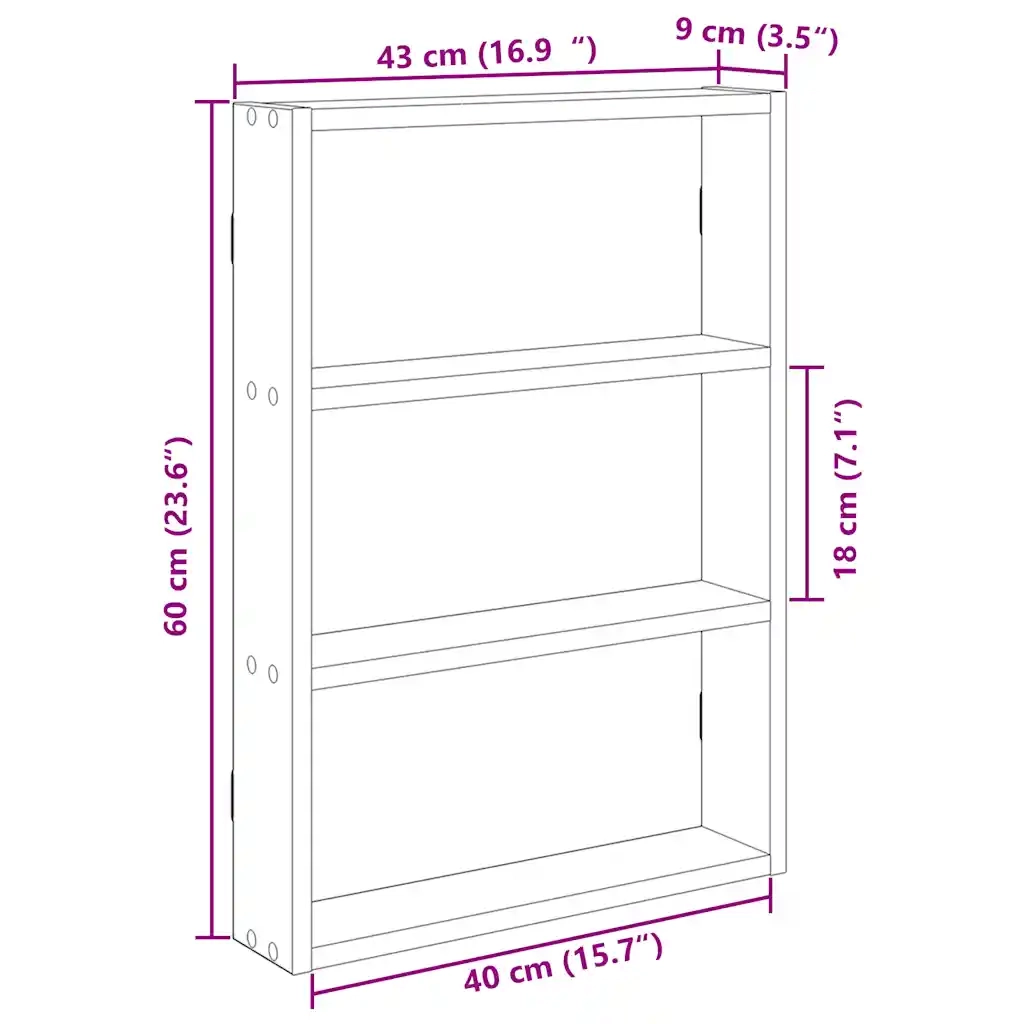 vidaXL Scaffale a Muro Grigio Cemento 43x9x60 cm in Truciolato