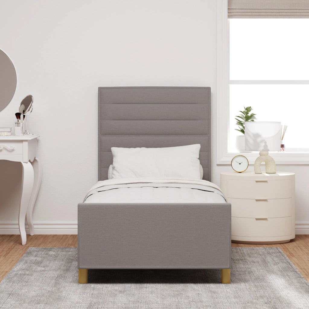 Letto in Tessuto Tortora 90x190 cm di