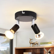 ZMH Faretto da soffitto neri 2 luci GU10 moderni rotondi orientabili 350° per camera letto soggiorno senza lampadina