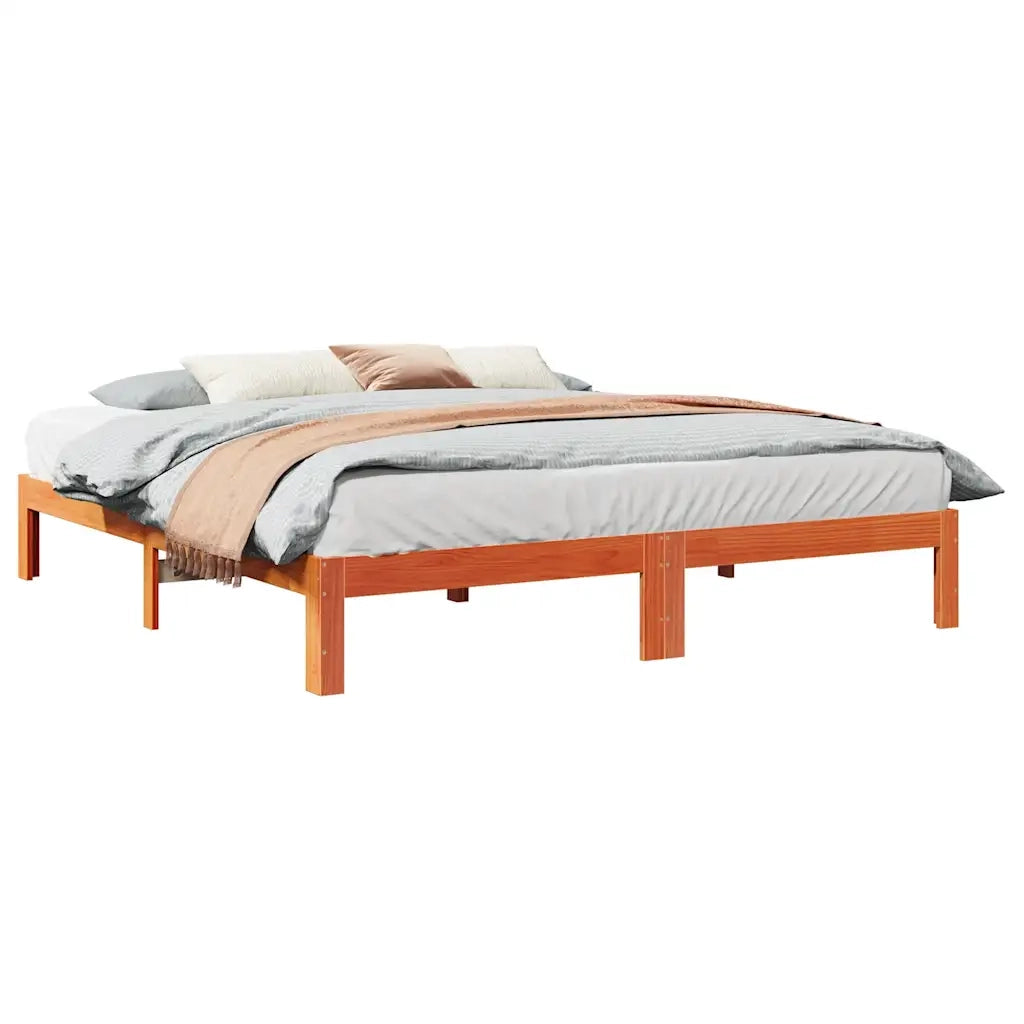 Giroletto senza Materasso-Struttura Letto Marrone Cera 160x200 cm Legno di Pino 714024