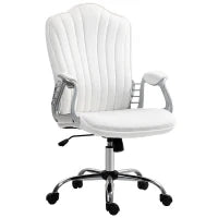 Sedia da Scrivania Girevole con Altezza Regolabile Braccioli Schienale Curvo Funzione di Basculante Bianco