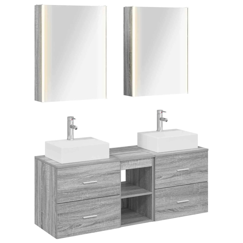 Set di mobili per il bagno 5 pcs Sonoma grigio 3406812