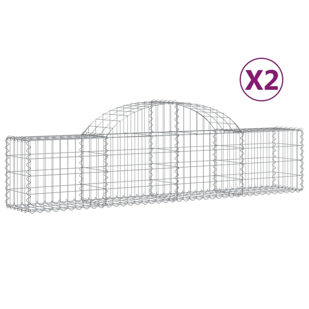 Set di 2 gabbioni ad arco per recinzione gabbia o muro di contenimento 200 x 30 x 40/60 cm ferro zincato argento 02_0041339