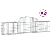 Set di 2 gabbioni ad arco per recinzione gabbia o muro di contenimento 200 x 30 x 40/60 cm ferro zincato argento 02_0041339