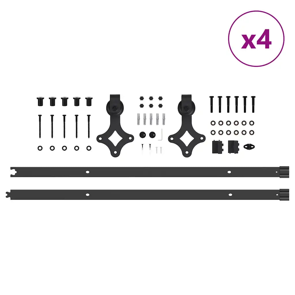 Kit di Binari per Porte Scorrevoli 427 cm Acciaio Nero CFW7676608