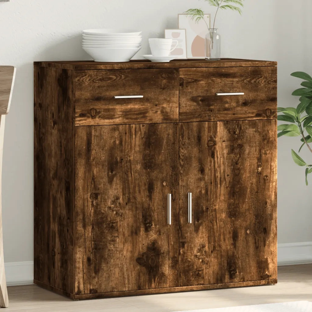 Credenza | Madia | Buffet da pranzo | Armadio da pranzo Rovere Fumo 79x38x80 cm in Legno Multistrato