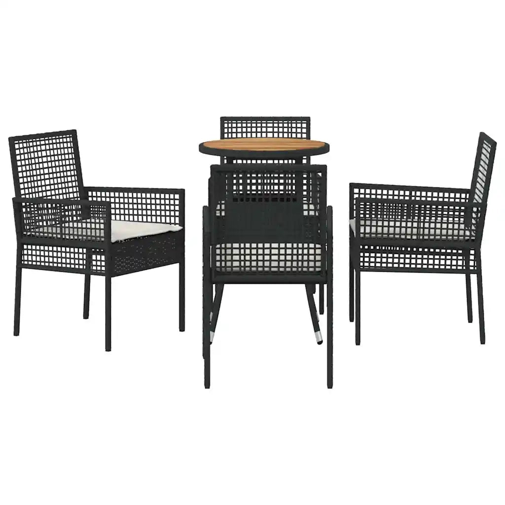 Set da Pranzo per Giardino 5 pcs Nero polyrattan 3334952