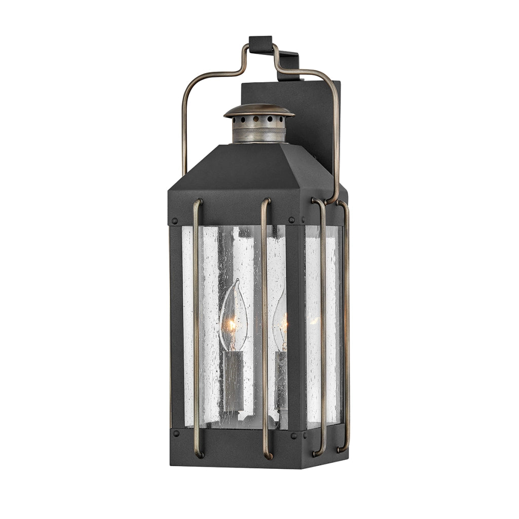 Applique esterno retro Fitzgerald nero E14 2x40W Hinkley