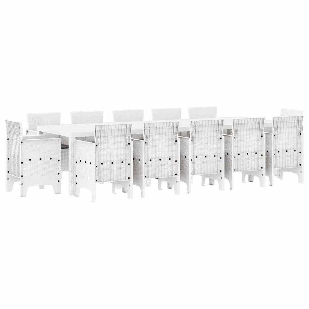 Set da Pranzo per Giardino con cuscino 13 pcs Bianco