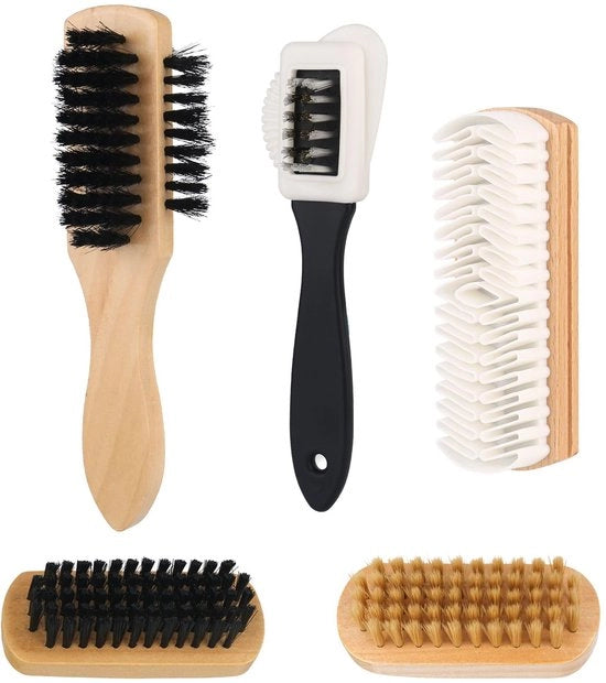 Set di spazzole in suède per scarpe, 5 pezzi, spazzola in suède multiuso, set di spazzole per scarpe, suède, spazzola per la cura, spazzola in nubuck, spazzola in crêpe per spazzole per scarpe, per pulizia o lucidatura